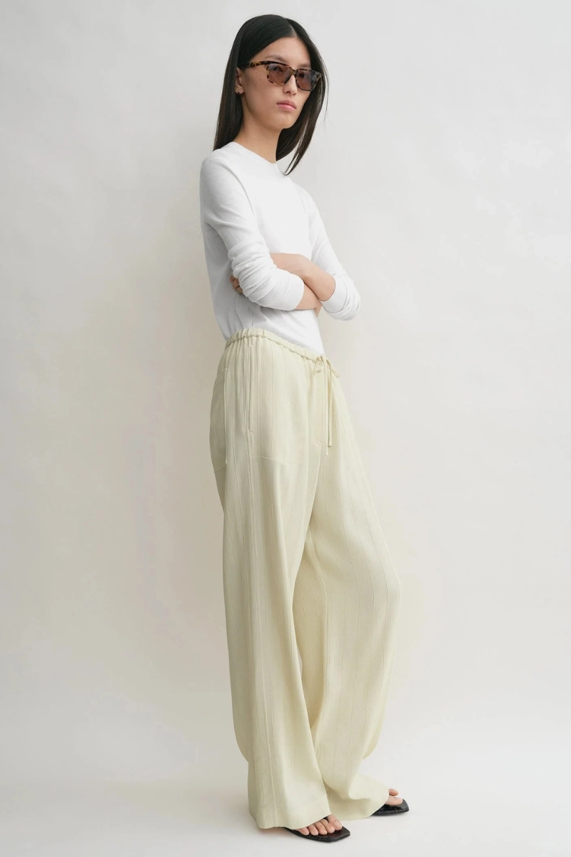 Woven Stripe Drawstring Trousers