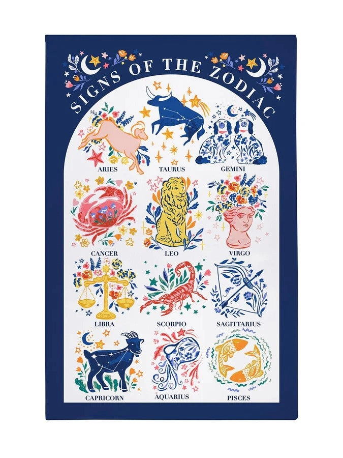 Zodiac Signs Cotton Tea Towel